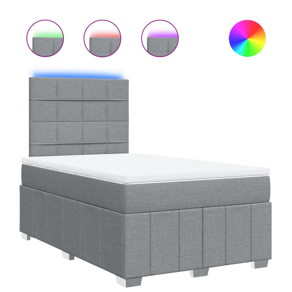 vidaXL Box spring postel s matrací světle šedá 120x190 cm textil