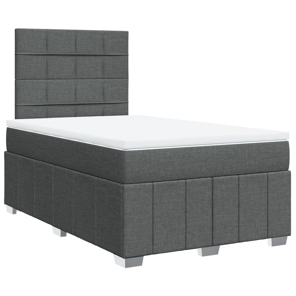 vidaXL Boxspring met matras stof donkergrijs 120x190 cm afbeelding