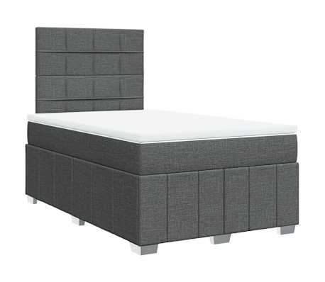 vidaXL Cama box spring con colch&oacute;n tela gris oscuro 120x190 cm