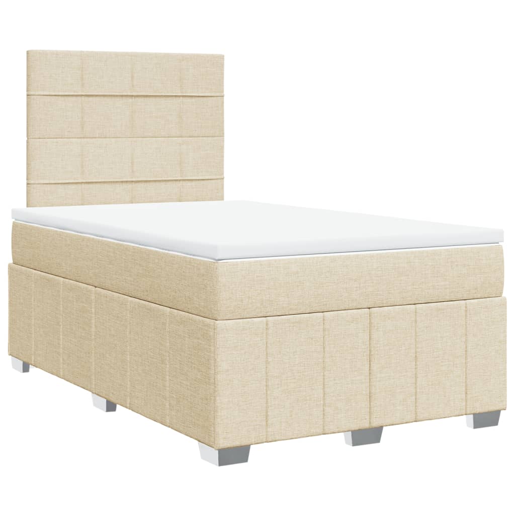 vidaXL Boxspring met matras stof crèmekleurig 120x190 cm afbeelding