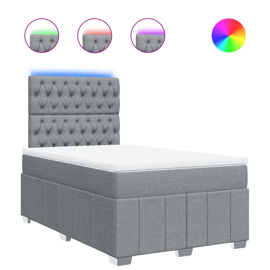 vidaXL Box spring postel s matrací světle šedá 120x190 cm textil
