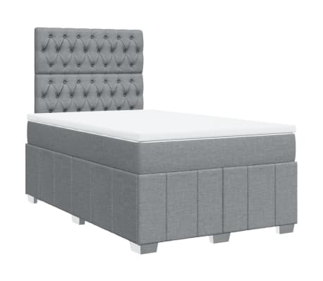 vidaXL Boxspring postelja z vzmetnico svetlo siva 120x190 cm blago