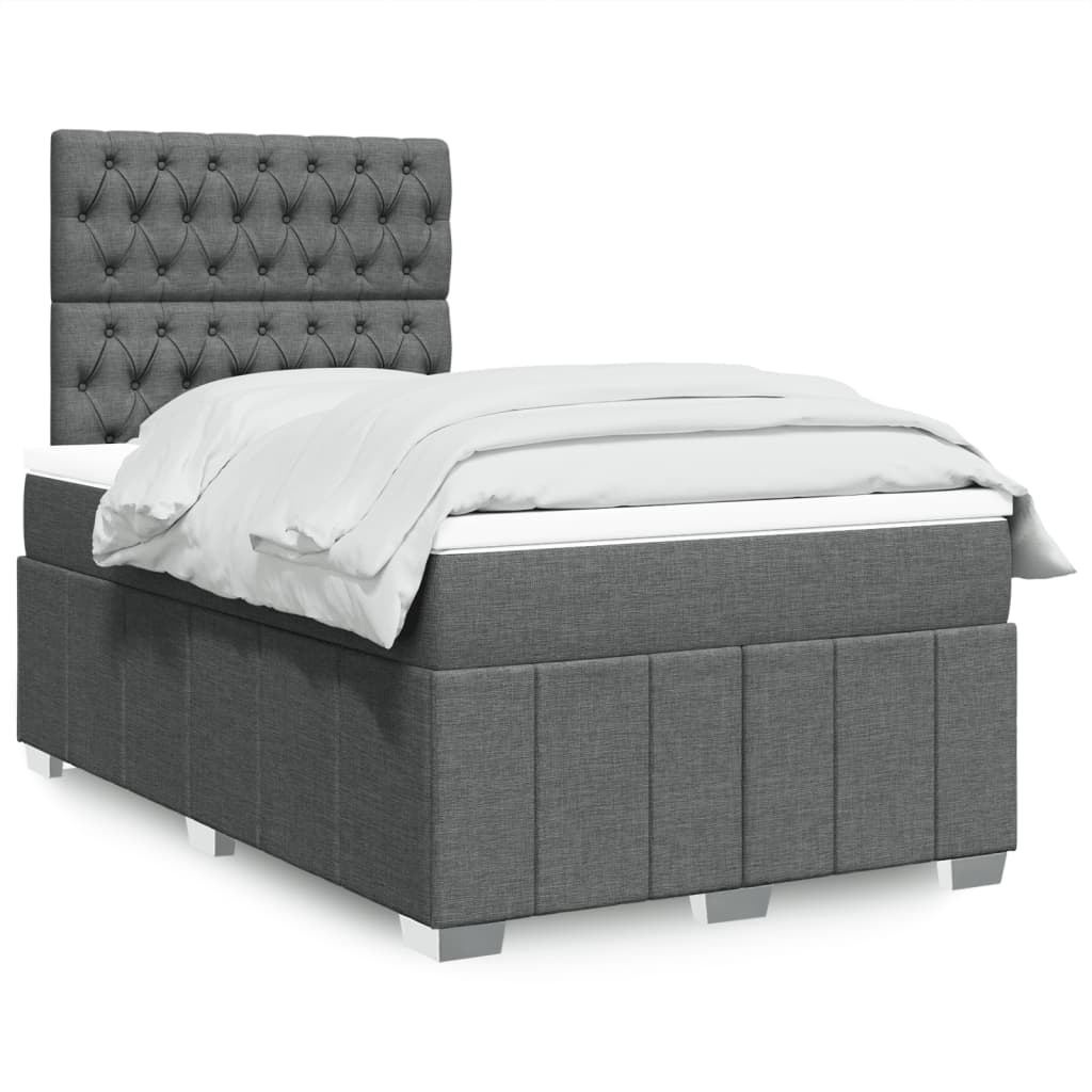 Boxspringbett mit Matratze Dunkelgrau 120×190 cm Stoff