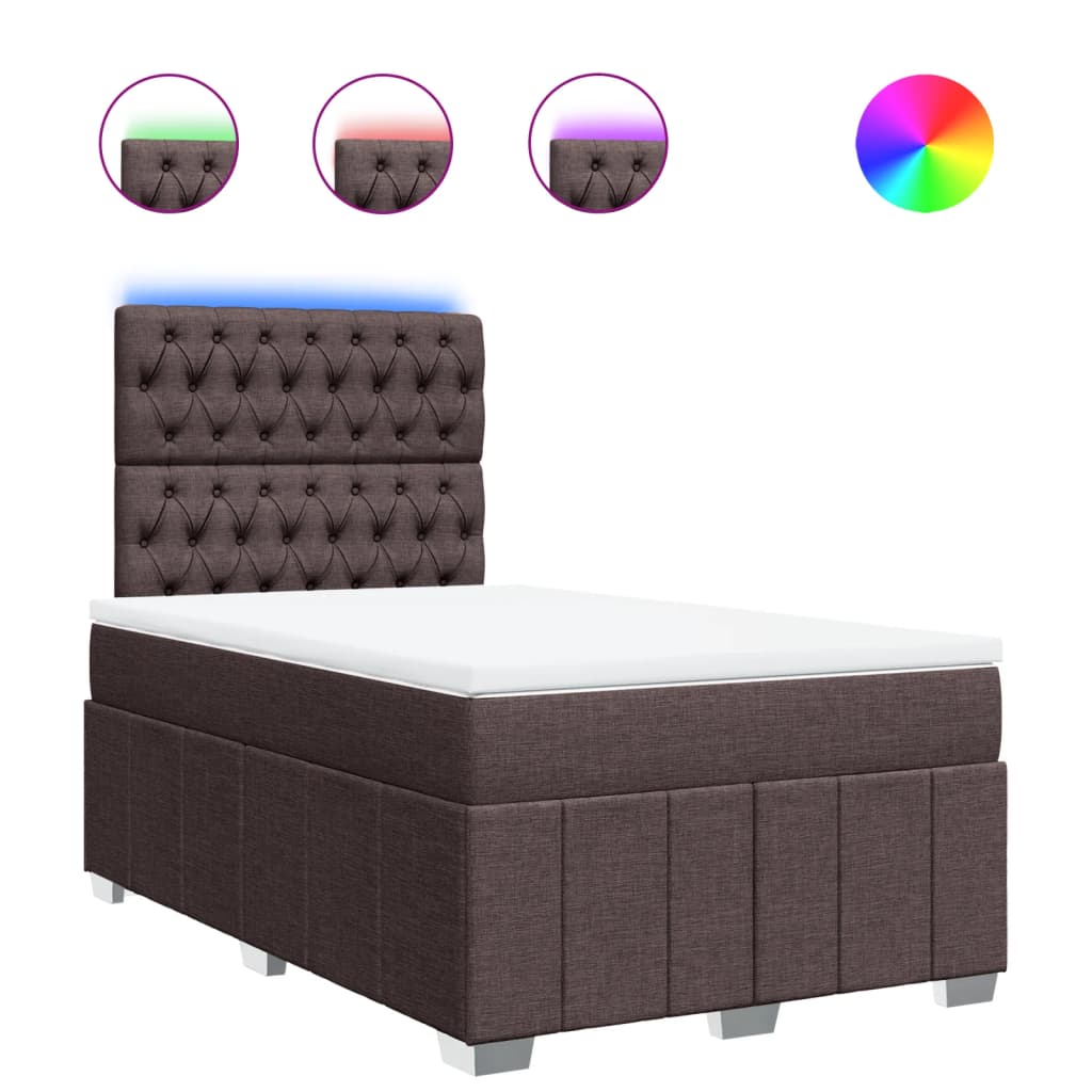 vidaXL Box spring postel s matrací tmavě hnědá 120x190 cm textil