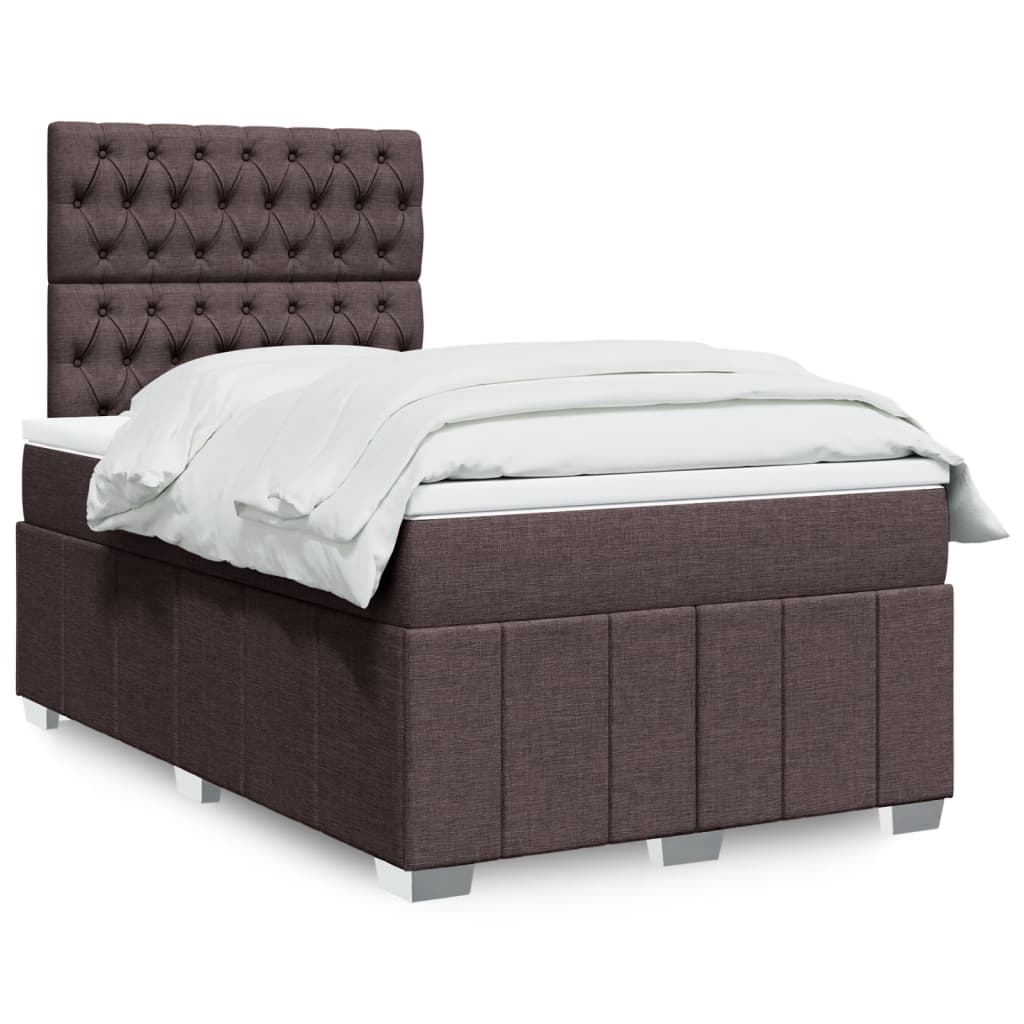 Boxspringbett mit Matratze Dunkelbraun 120×190 cm Stoff