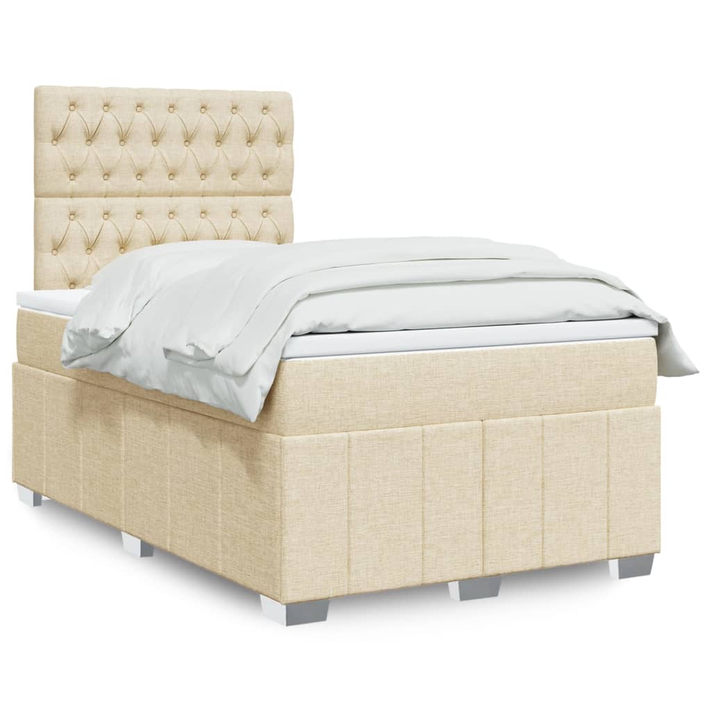 Boxspringbett mit Matratze Creme 120×190 cm Stoff