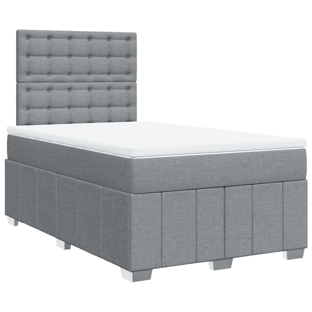 vidaXL Boxspring met matras stof lichtgrijs 120x190 cm afbeelding