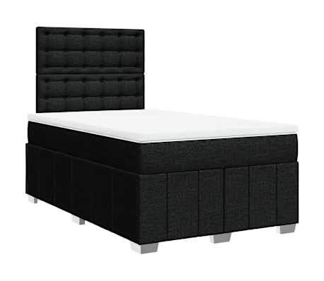 vidaXL Sommier &agrave; lattes de lit avec matelas noir 120x190 cm tissu