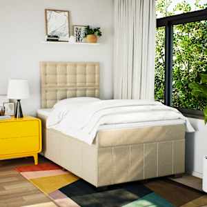 Box spring postel s matrací krémová 120x190 cm textil - obrázek 5