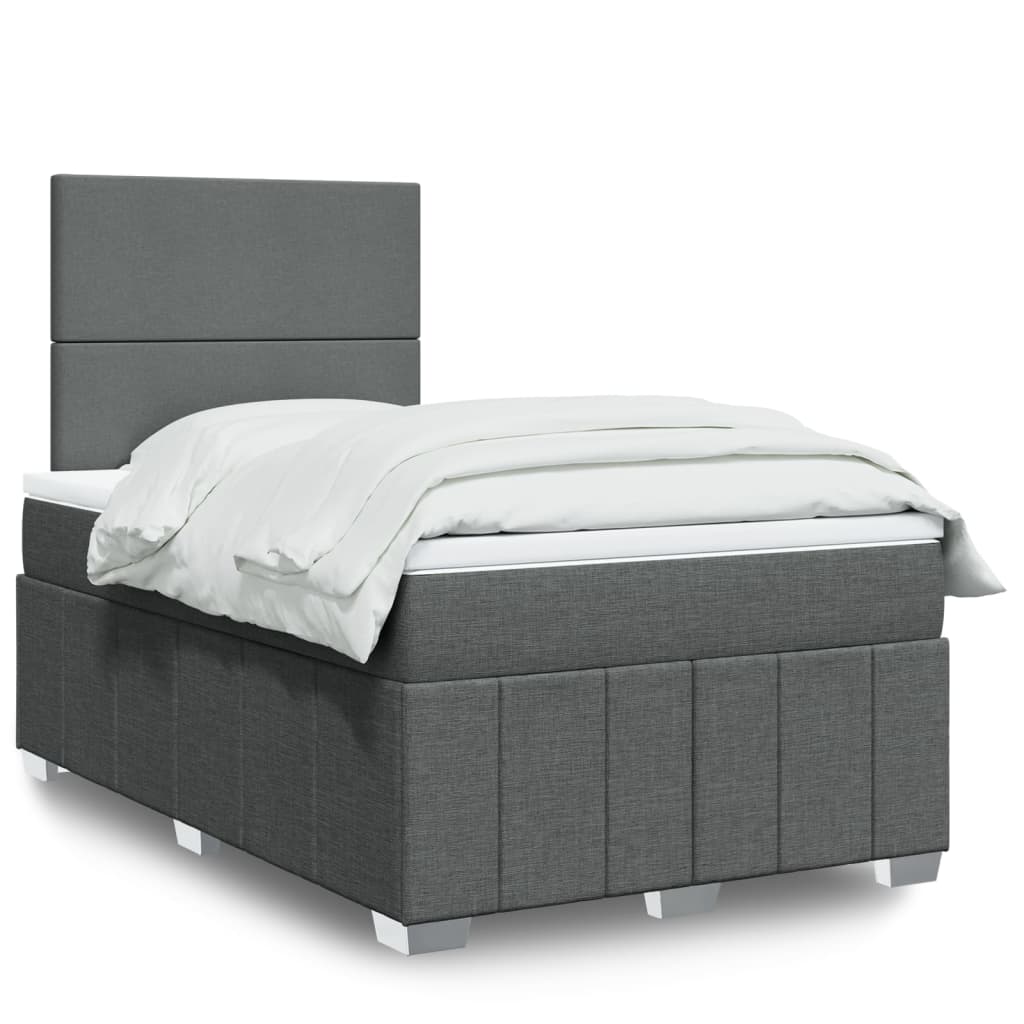 Boxspringbett mit Matratze Dunkelgrau 120×200 cm Stoff