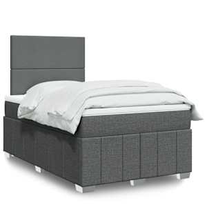 Box spring postel s matrací tmavě šedá 120x200 cm textil - obrázek 1