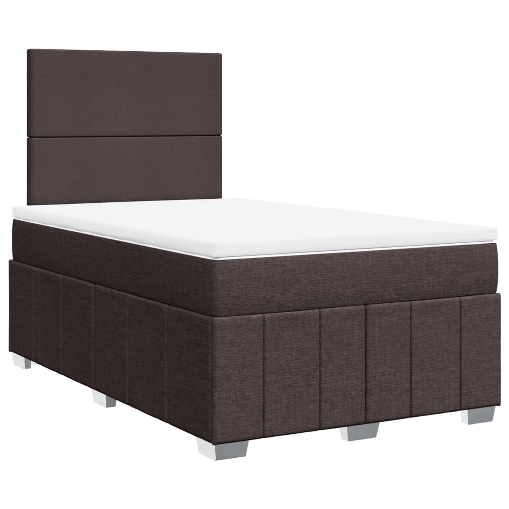 vidaXL Boxspring met matras stof donkerbruin 120x200 cm afbeelding