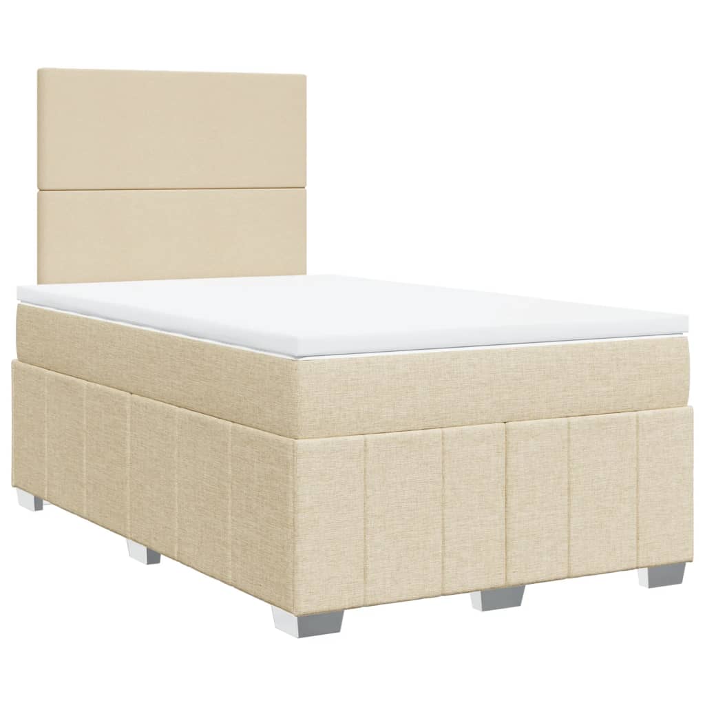 vidaXL Boxspring met matras stof crèmekleurig 120x200 cm afbeelding