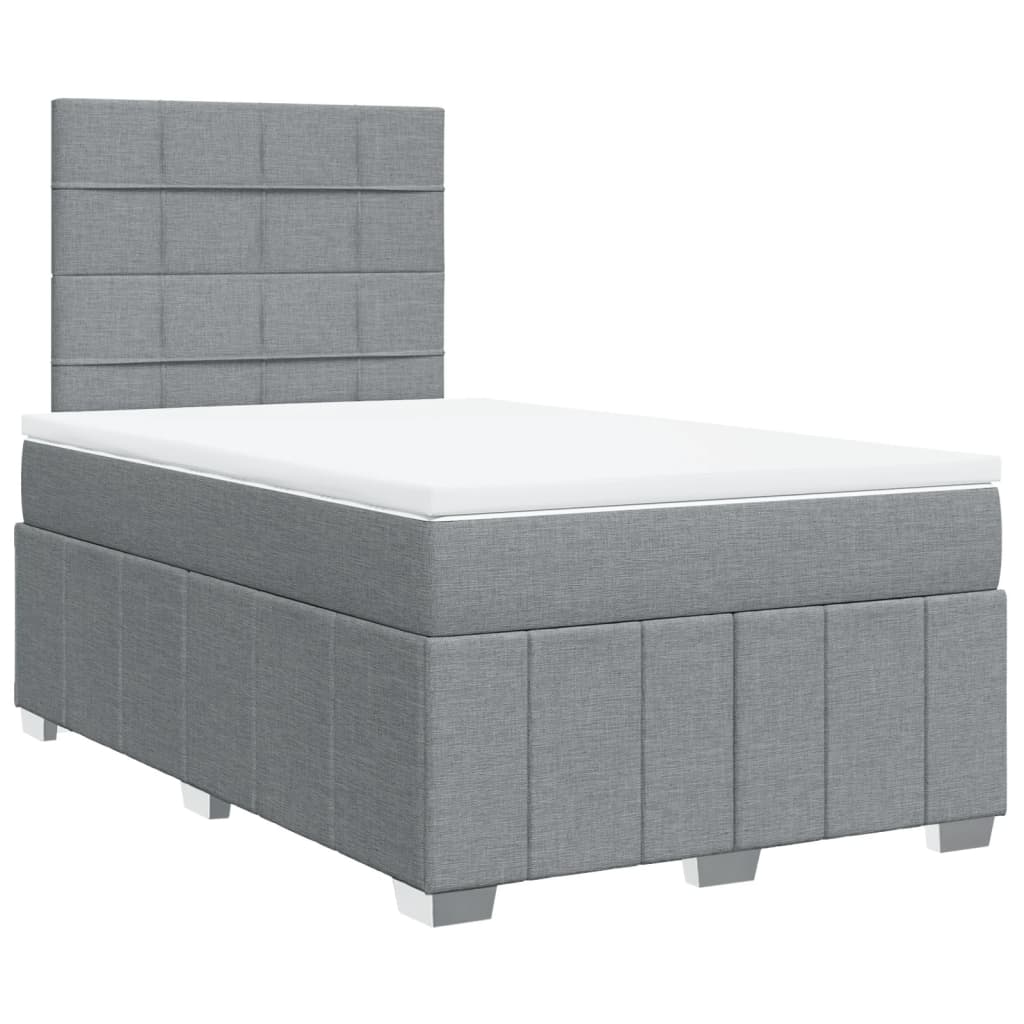 vidaXL Boxspring met matras stof lichtgrijs 120x200 cm afbeelding