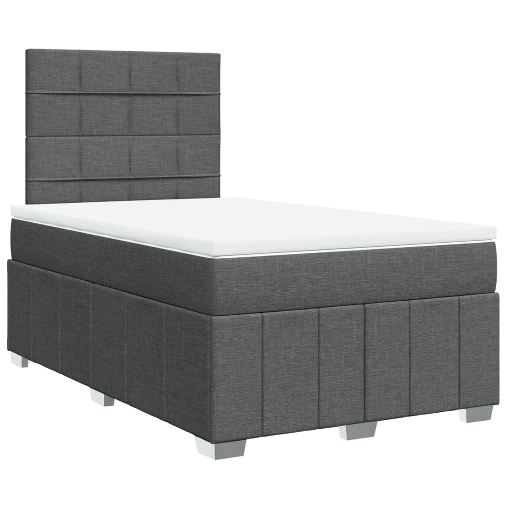 vidaXL Boxspring met matras stof donkergrijs 120x200 cm afbeelding