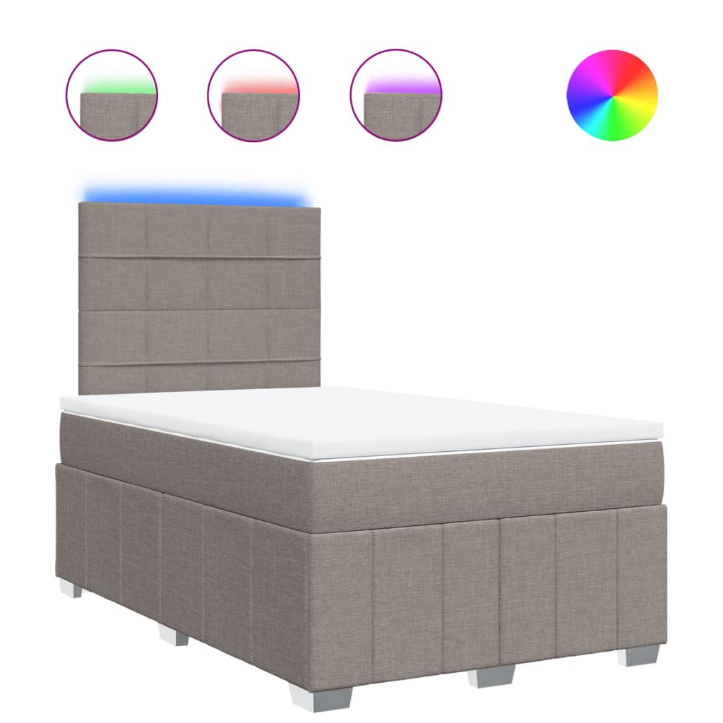 Thumbnail - vidaXL Boxspringbett mit Matratze Taupe 120x200 cm Stoff