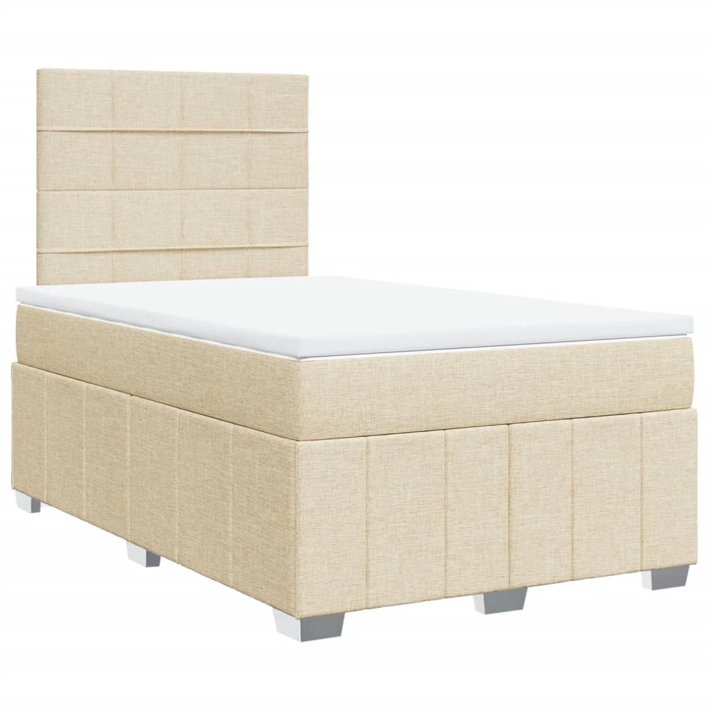 vidaXL Boxspring met matras stof crèmekleurig 120x200 cm afbeelding