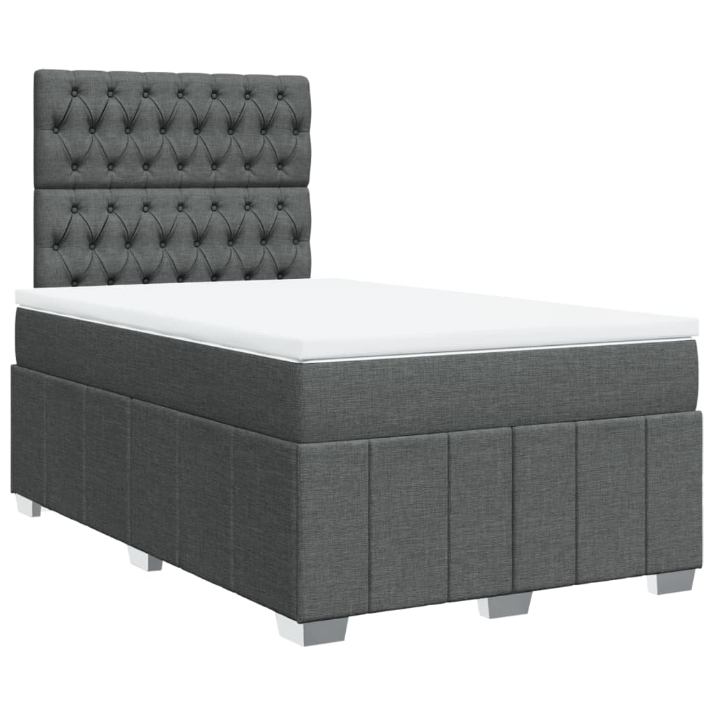 vidaXL Boxspring met matras stof donkergrijs 120x200 cm afbeelding