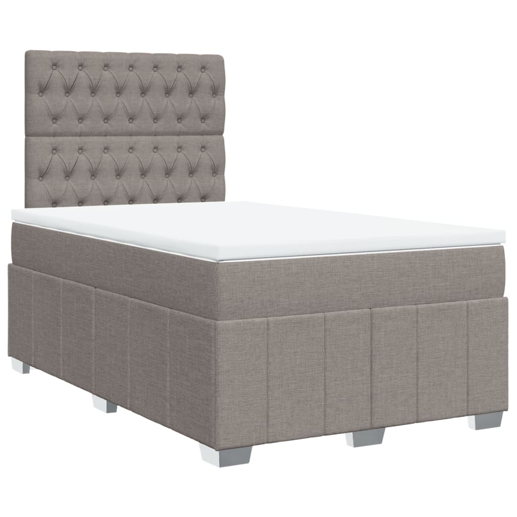 vidaXL Boxspring met matras stof taupe 120x200 cm afbeelding
