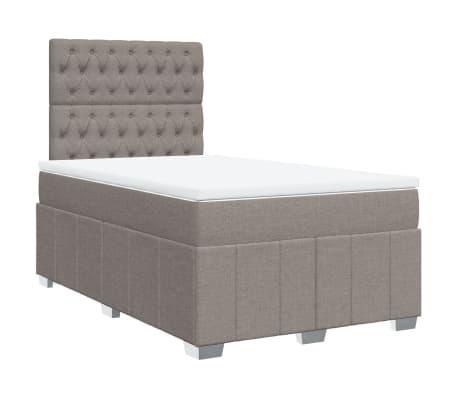 vidaXL Pat box spring cu saltea, gri taupe, 120x200 cm, textil
