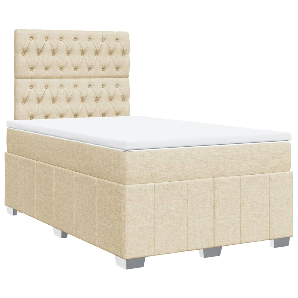 vidaXL Boxspring met matras stof crèmekleurig 120x200 cm afbeelding