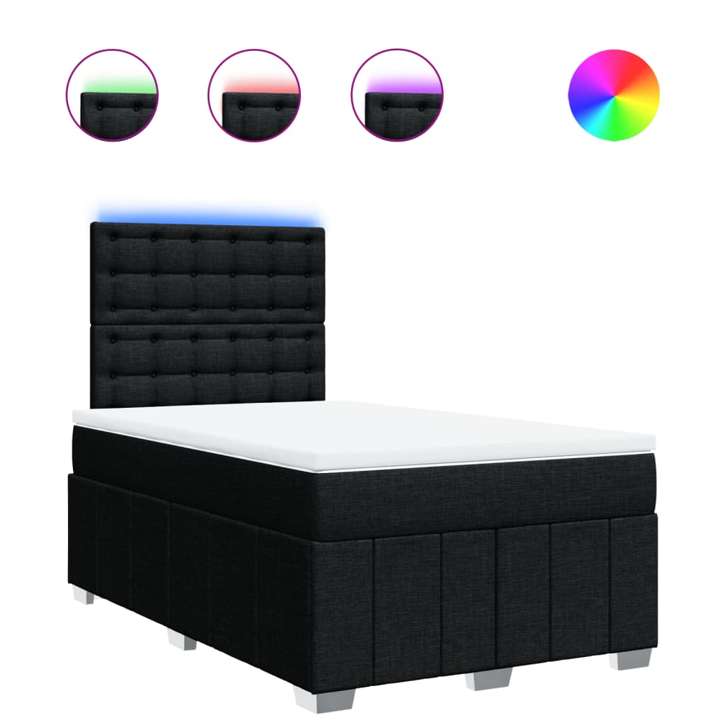 Thumbnail - vidaXL Boxspringbett mit Matratze Schwarz 120x200 cm Stoff