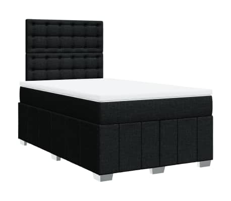vidaXL Sommier &agrave; lattes de lit avec matelas Noir 120x200 cm Tissu