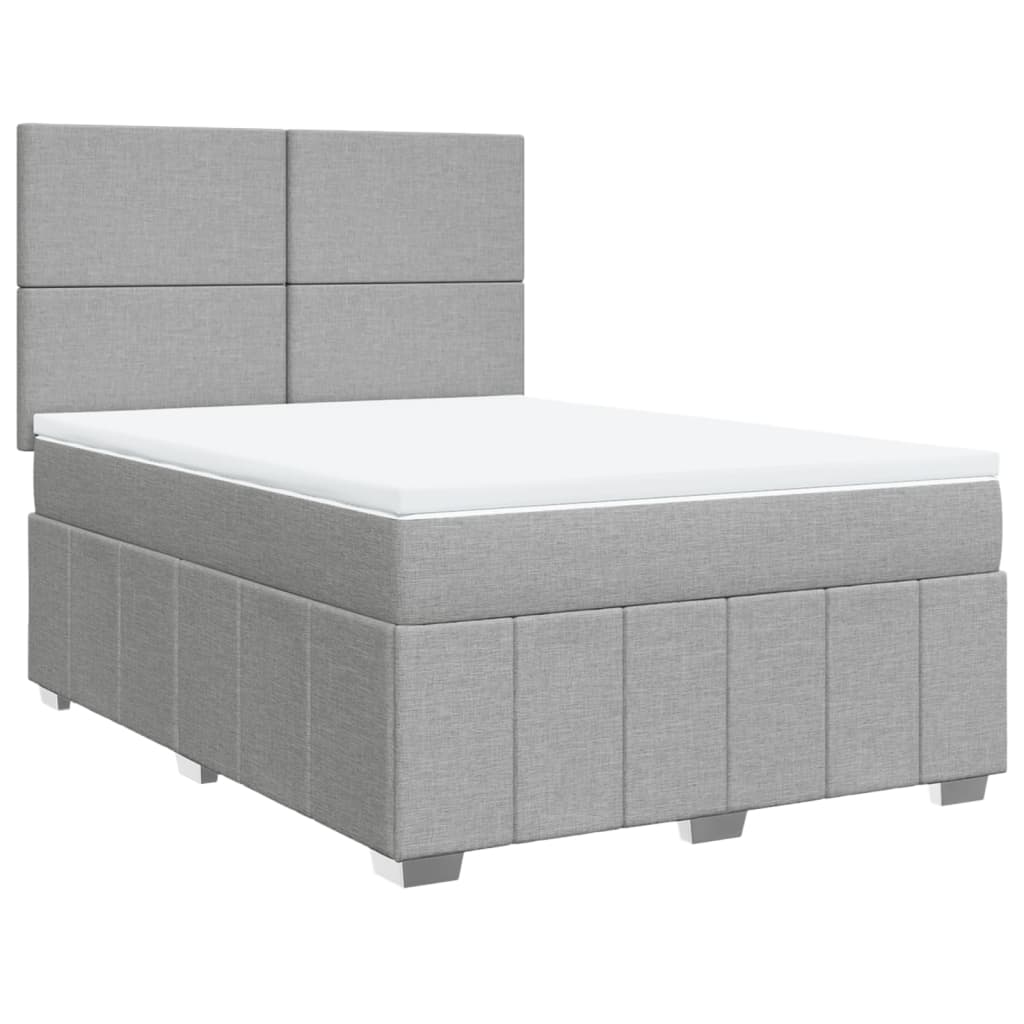 vidaXL Boxspring met matras stof lichtgrijs 140x190 cm afbeelding