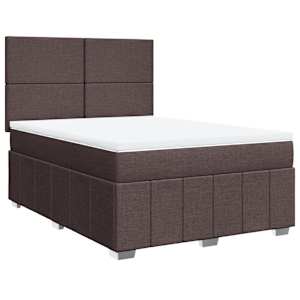 vidaXL Κρεβάτι Boxspring με Στρώμα Σκούρο Καφέ 140x190 εκ. Υφασμάτινο