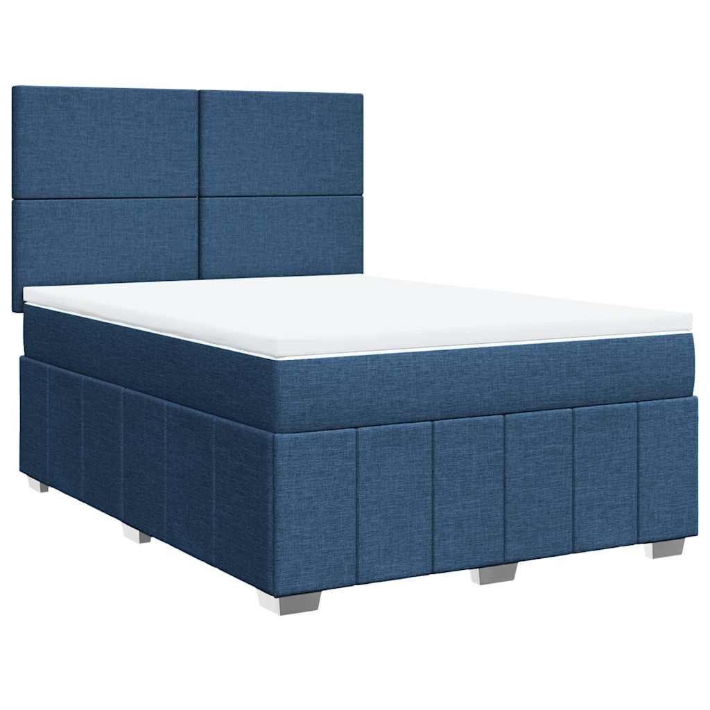 vidaXL Boxspring met matras stof blauw 140x190 cm afbeelding
