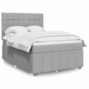 Box spring postel s matrací světle šedá 140 x 190 cm textil - obrázek 1