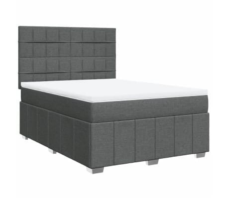 vidaXL Cama com molas/colchão 140x190 cm tecido cinzento-escuro
