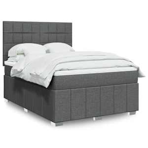 Box spring posteljni z vzmetnico temno siv 140x190 cm blago