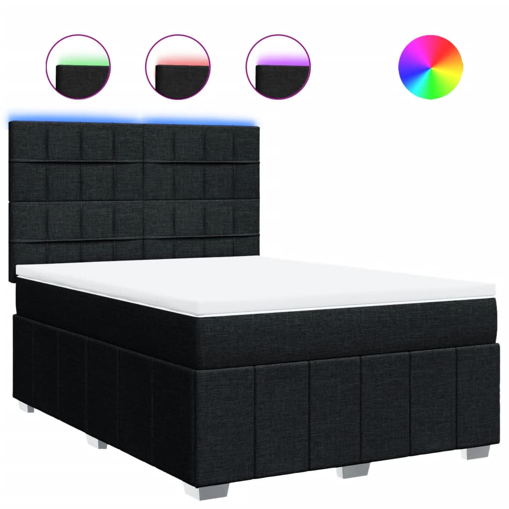 Thumbnail - vidaXL Boxspringbett mit Matratze Schwarz 140x190 cm Stoff