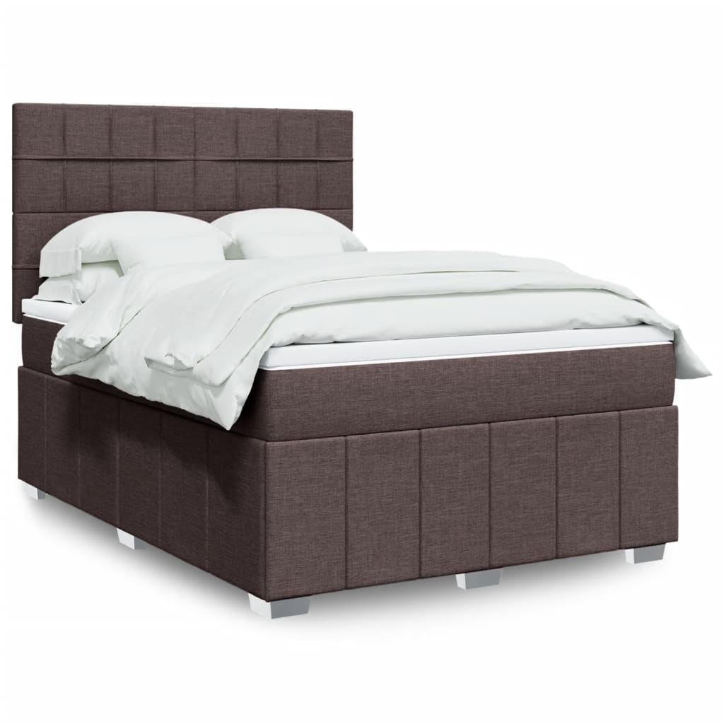 vidaXL Boxspringbett mit Matratze Dunkelbraun 140x190 cm Stoff