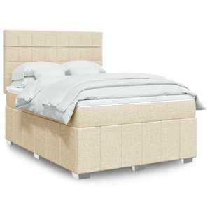 Box spring postelja z vzmetnico krem 140x190 cm blago