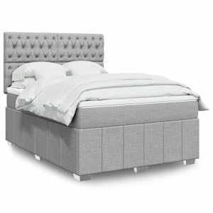 Box spring postel s matrací světle šedá 140 x 190 cm textil - obrázek 1