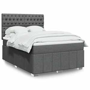 Box spring posteljni z vzmetnico temno siv 140x190 cm blago