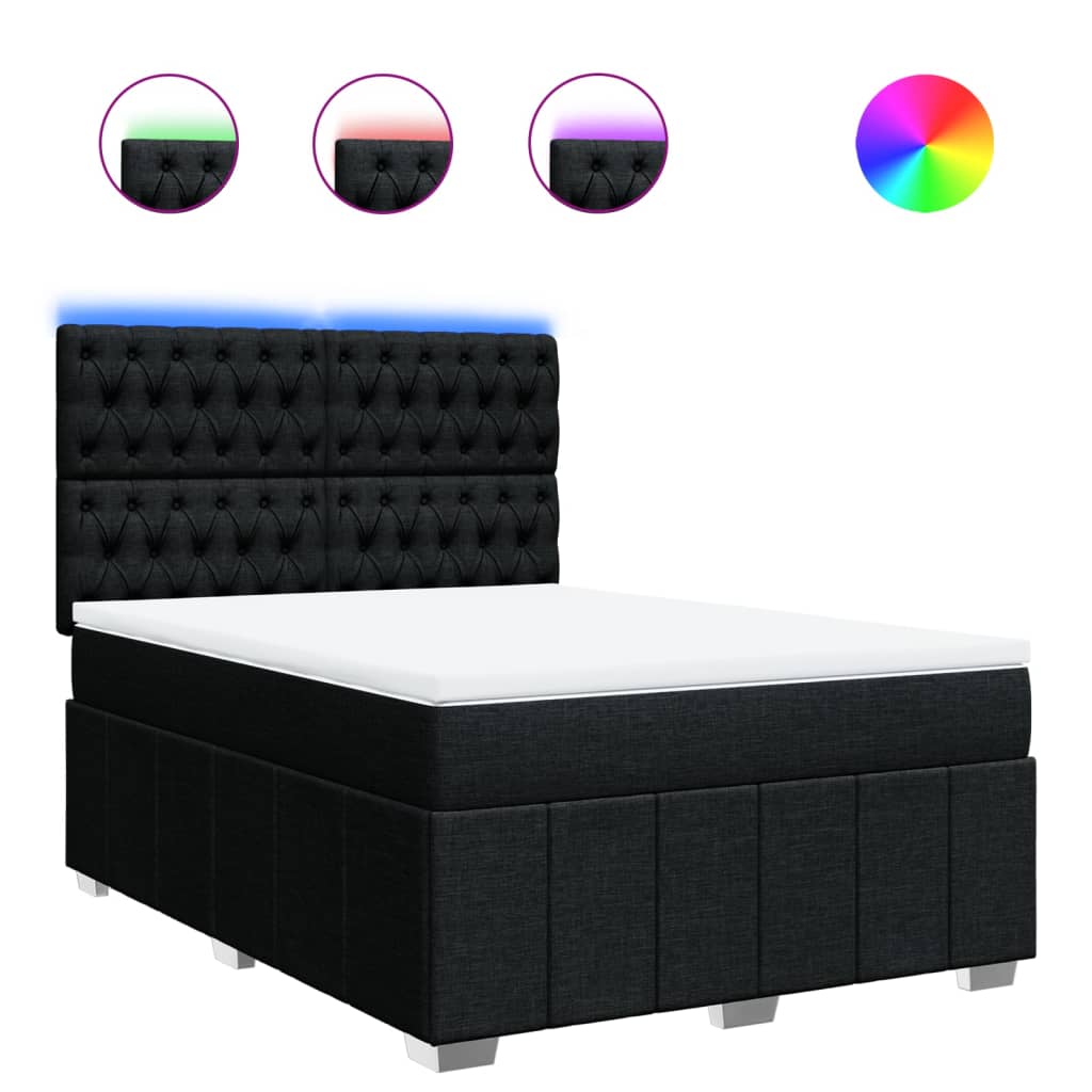 vidaXL Box spring postel s matrací černá 140 x 190 cm textil