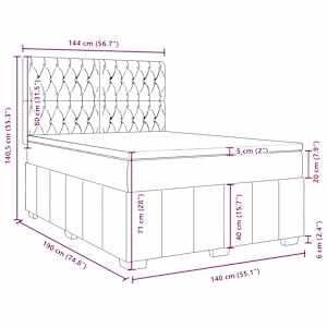 Box spring postel s matrací tmavě hnědá 140x190 cm textil - obrázek 18