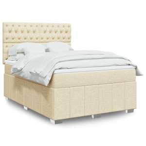 Box spring postelja z vzmetnico krem 140x190 cm blago