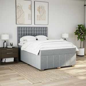 Box spring postel s matrací světle šedá 140 x 190 cm textil - obrázek 5