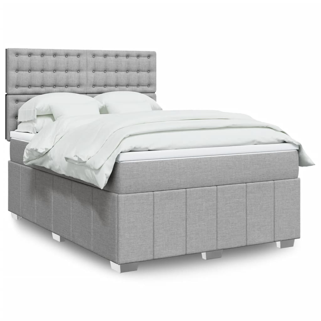 Boxspringbett mit Matratze Hellgrau 140×190 cm Stoff