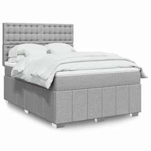 Box spring postel s matrací světle šedá 140 x 190 cm textil - obrázek 1