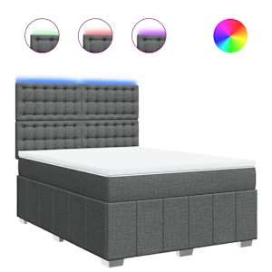 Box spring postel s matrací tmavě šedý 140 x 190 cm textil - obrázek 2