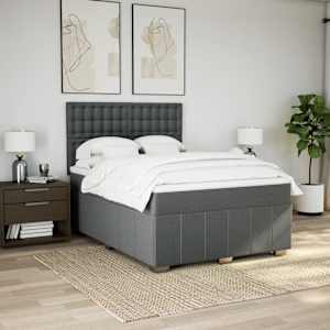 Box spring postel s matrací tmavě šedý 140 x 190 cm textil - obrázek 5