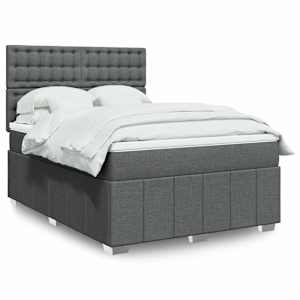 Box spring postel s matrací tmavě šedý 140 x 190 cm textil - obrázek 1