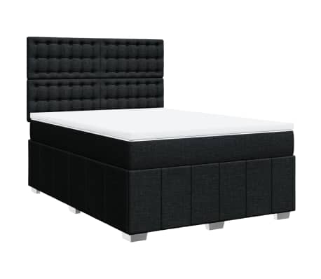 vidaXL Sommier &agrave; lattes de lit avec matelas Noir 140x190 cm Tissu
