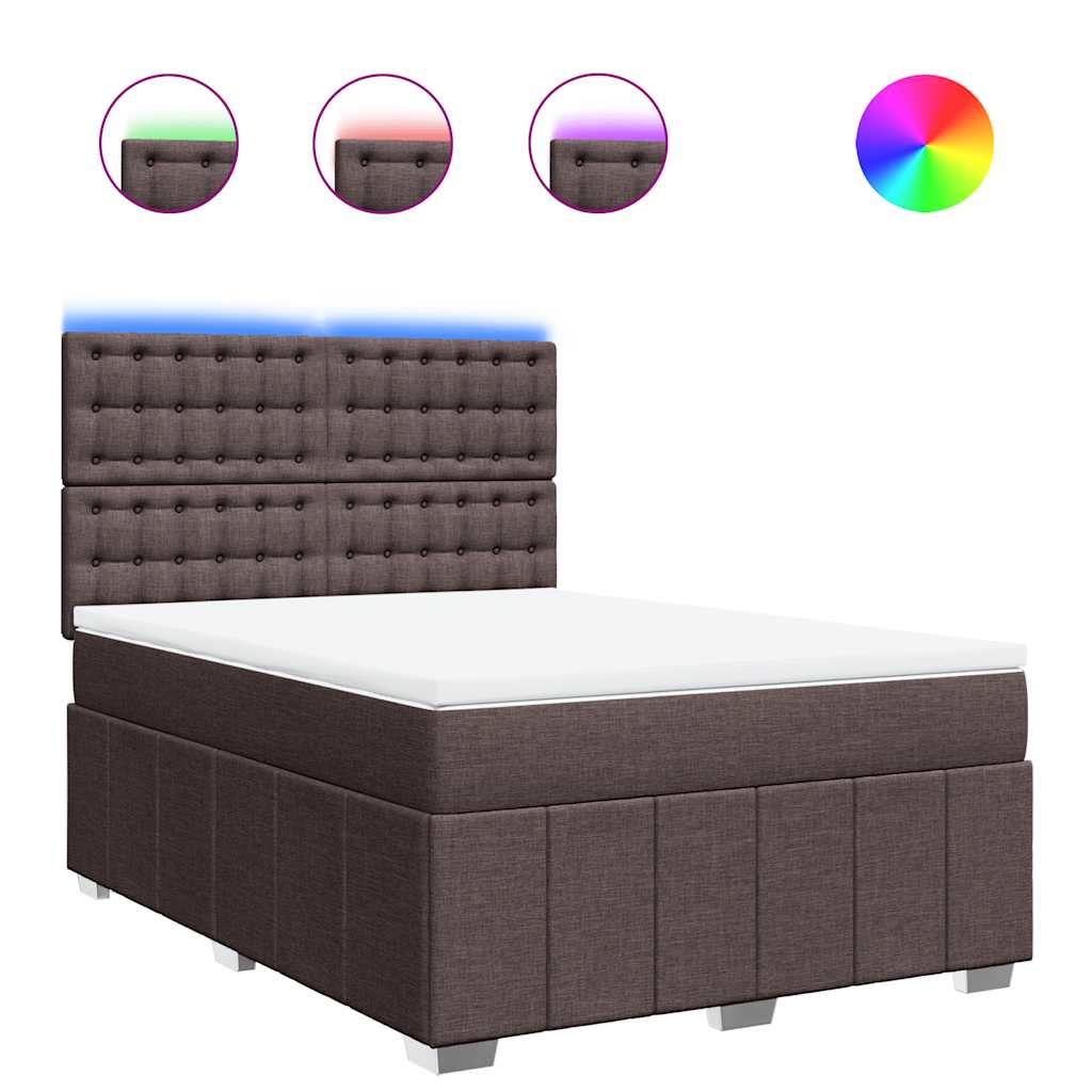 Thumbnail - vidaXL Boxspringbett mit Matratze Dunkelbraun 140x190 cm Stoff