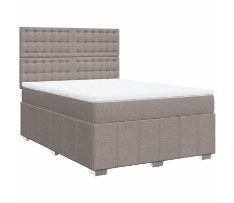 vidaXL Boxspring met matras stof taupe 140x190 cm